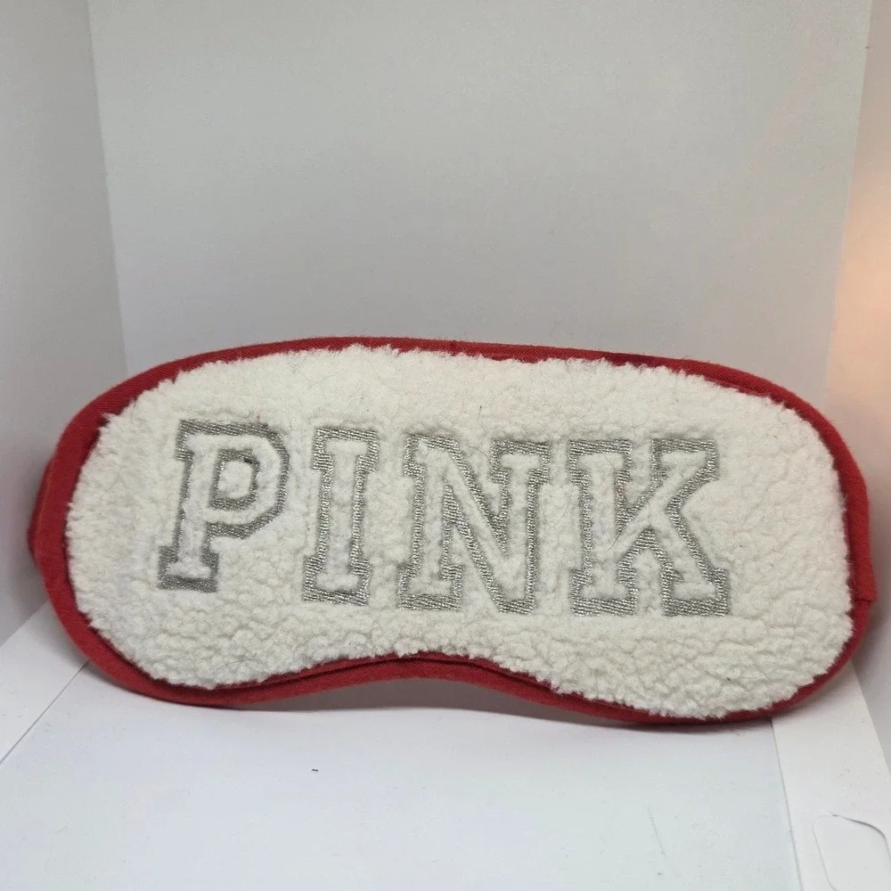 PINK by Victoria's Secret Sleep Mask Sherpa Lined Red Cosmetic Accessory